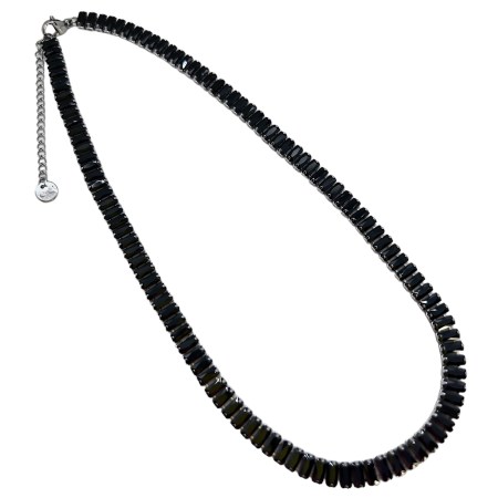 necklace steel silver with black crystals